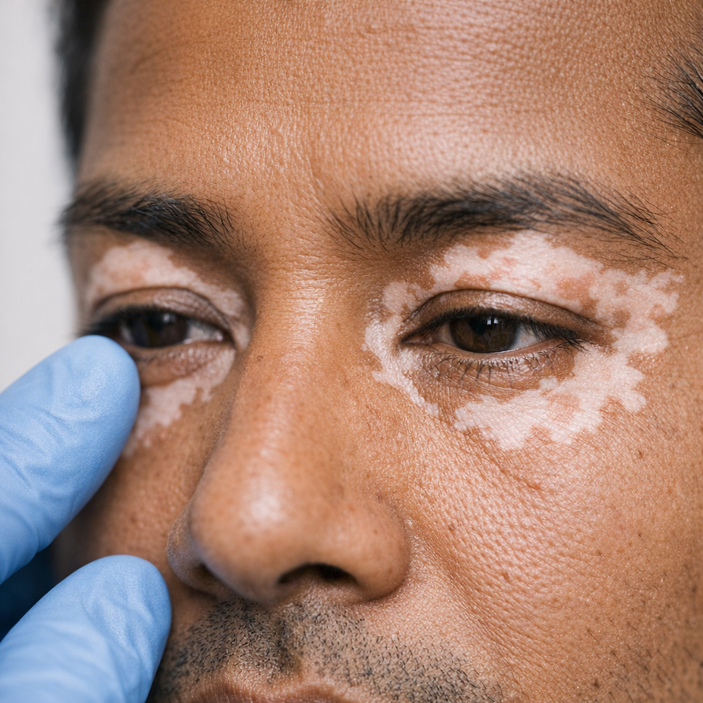 Facial periorbital vitiligo treatment