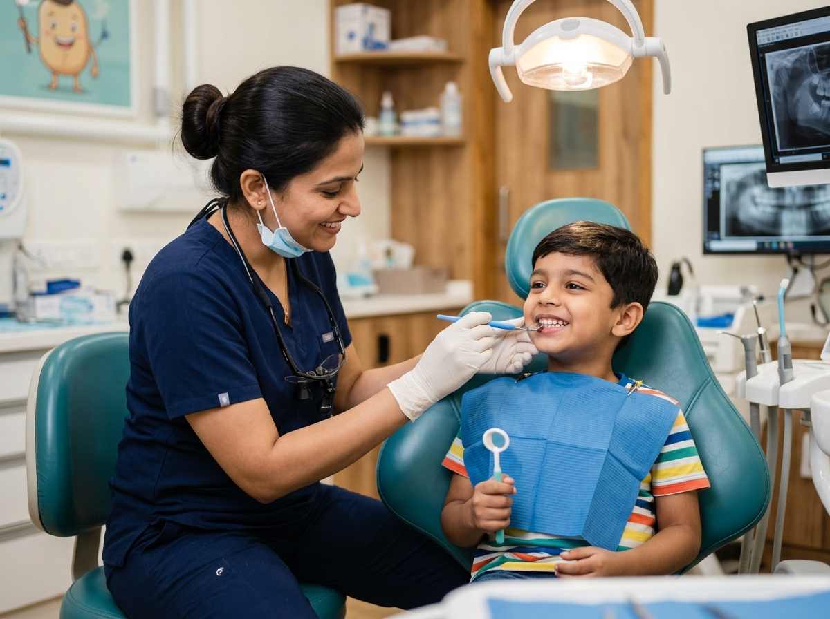 Gentle dental check-up and teeth examination for children at Supreme Elite Clinic